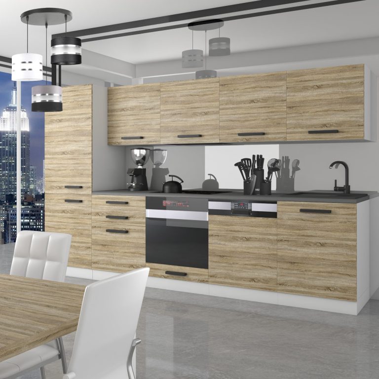 Meubles de cuisine Premium Version Complète 300 cm en chêne chêne wotan chêne sonoma avec plan de travail Fabricant TOR ROSE/0/WT/DS/B/B1
