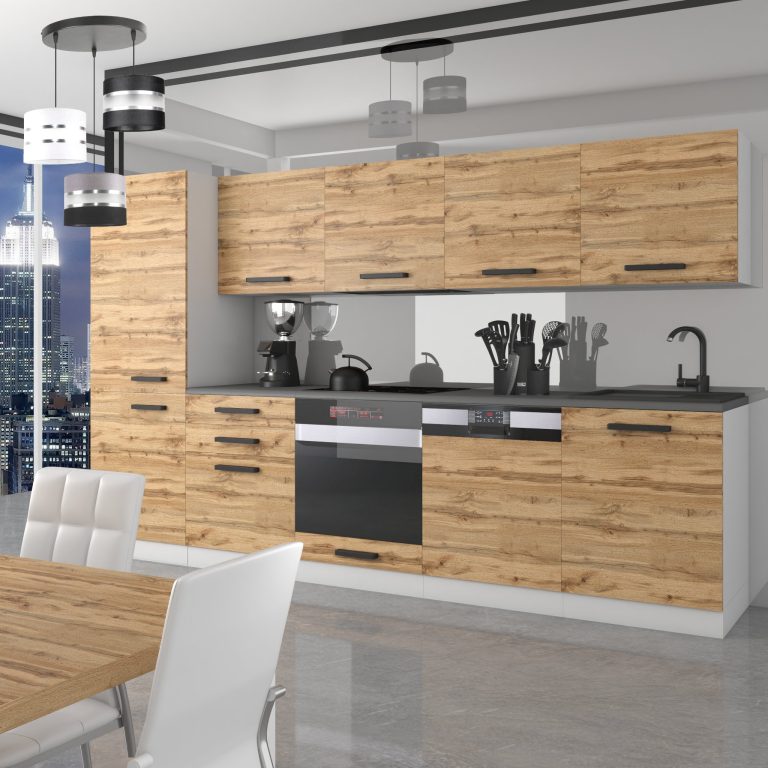 Meubles de cuisine Premium Version Complète 300 cm en chêne chêne wotan chêne sonoma avec plan de travail Fabricant TOR ROSE/0/WT/DW/B/B1
