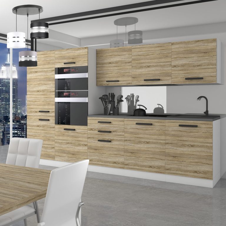 Meubles de cuisine Premium Version Complète 300 cm en chêne chêne wotan chêne sonoma sans plan de travail Fabricant TOR GRACE/0/WT/DS/0/B1