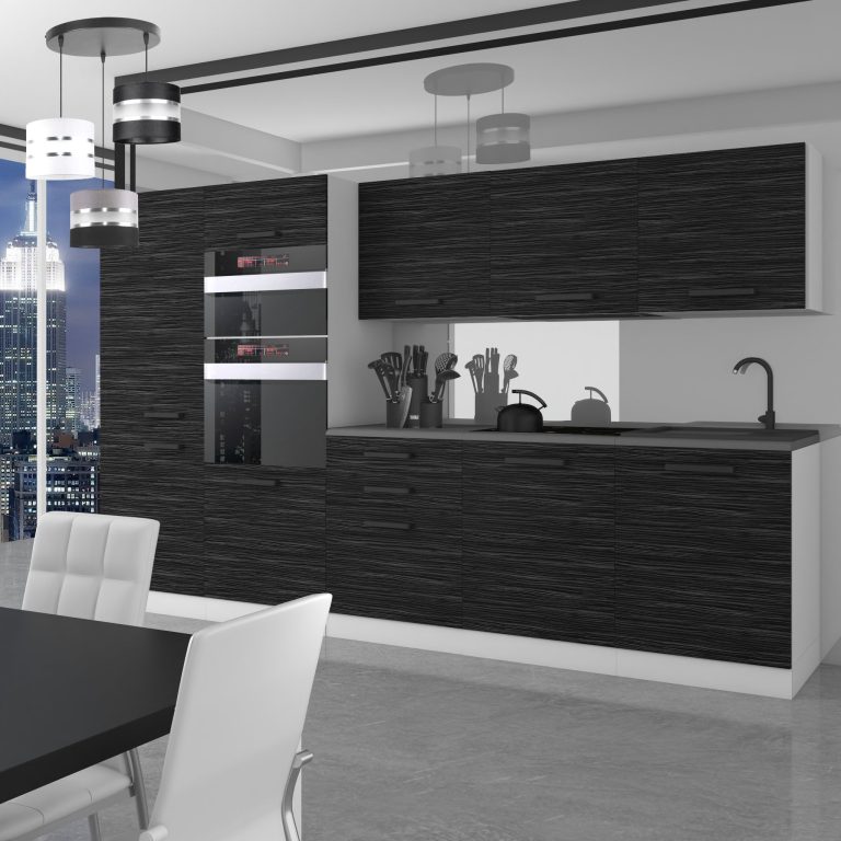 Meubles de cuisine Premium Version Complète 300 cm noir ébène sombre sans plan de travail Fabricant TOR GRACE/0/WT/HK/0/B1