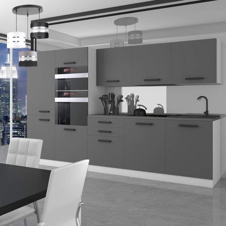 Meubles de cuisine Premium Version Complète 300 cm gris graphite anthracite sans plan de travail Fabricant TOR GRACE/0/WT/SR/0/B1