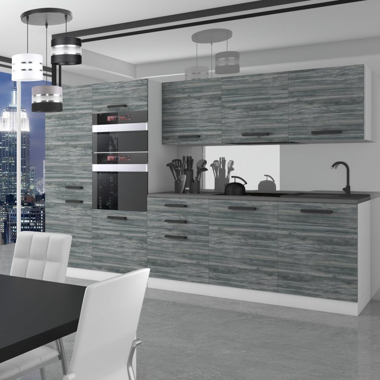 Meubles de cuisine Premium Version Complète 300 cm gris graphite anthracite avec plan de travail Fabricant TOR GRACE/0/WT/GW/B/B1