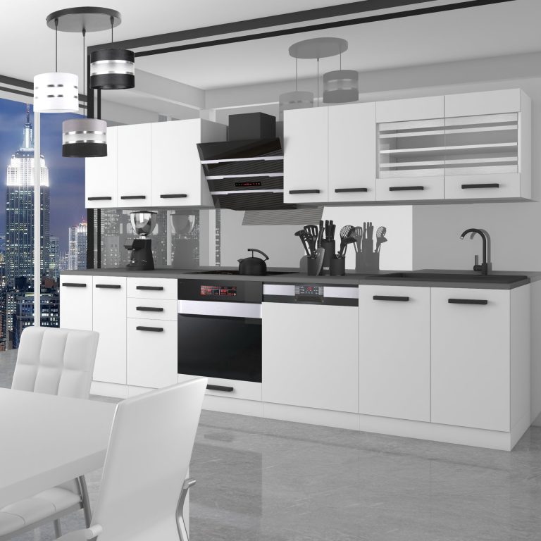 Meubles de cuisine Premium Version Complète 300 cm blanc mat sans plan de travail Fabricant TOR LUCY/0/WT/WT/0/B1