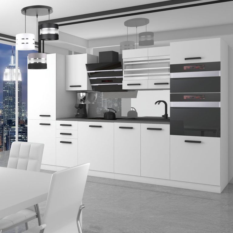 Meubles de cuisine Premium Version Complète 300 cm blanc mat sans plan de travail Fabricant TOR MILA/0/WT/WT/0/B1