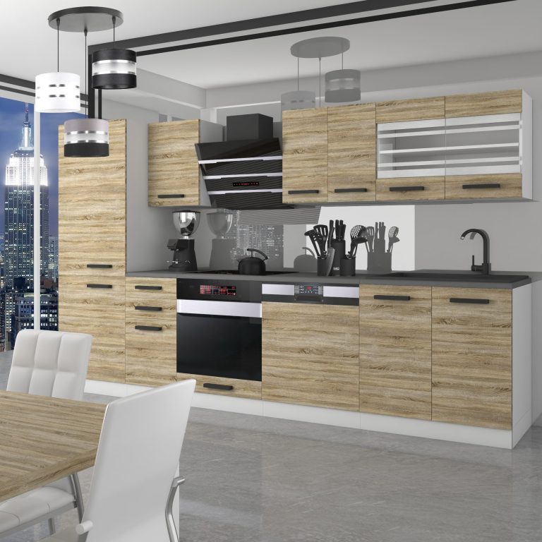 Meubles de cuisine Premium Version Complète 300 cm en chêne chêne wotan chêne sonoma sans plan de travail Fabricant TOR CINDY/0/WT/DS/0/B1