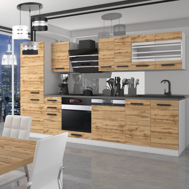 Meubles de cuisine Premium Version Complète 300 cm en chêne chêne wotan chêne sonoma sans plan de travail Fabricant TOR CINDY/0/WT/DW/0/B1