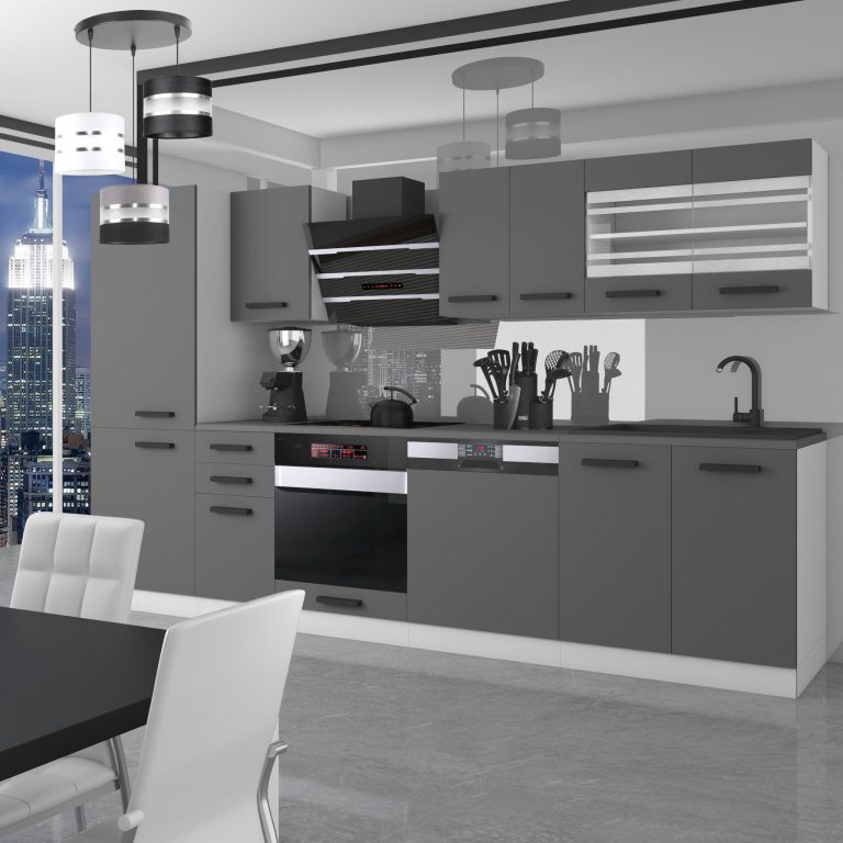 Meubles de cuisine Premium Version Complète 300 gris graphite anthracite sans plan de travail Fabricant TOR CINDY/0/WT/SR/0/B1