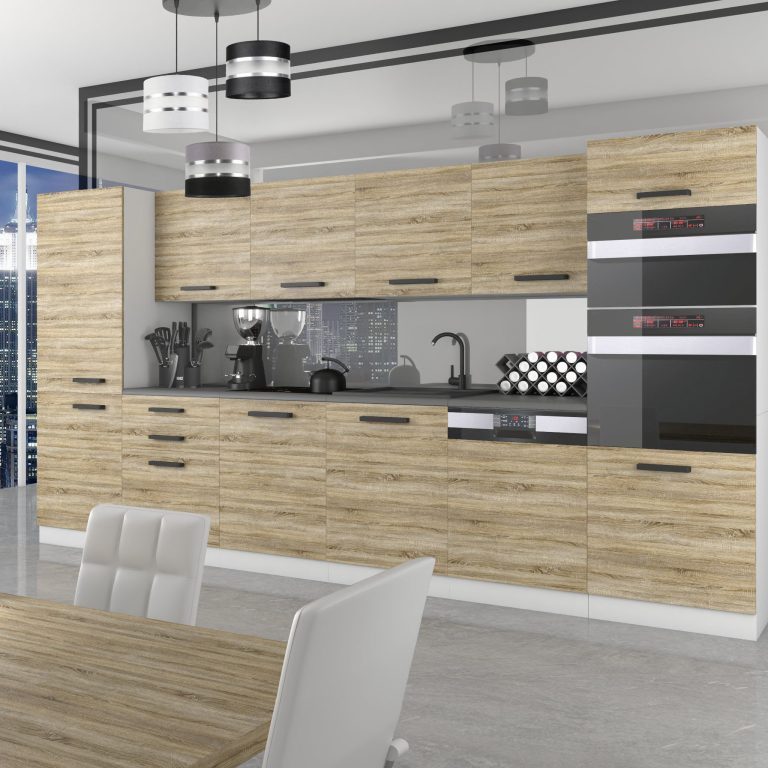 Meubles de cuisine Premium Version Complète 360 cm en chêne chêne wotan chêne sonoma sans plan de travail Fabricant TOR NAOMI/0/WT/DS/0/B1
