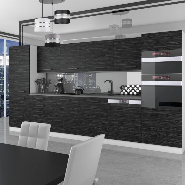 Meubles de cuisine Premium Version Complète 360 cm noir ébène sombre sans plan de travail Fabricant TOR NAOMI/0/WT/HK/0/B1