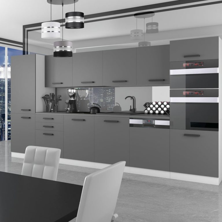 Meubles de cuisine Premium Version Complète 360 gris graphite anthracite sans plan de travail Fabricant TOR NAOMI/0/WT/SR/0/B1