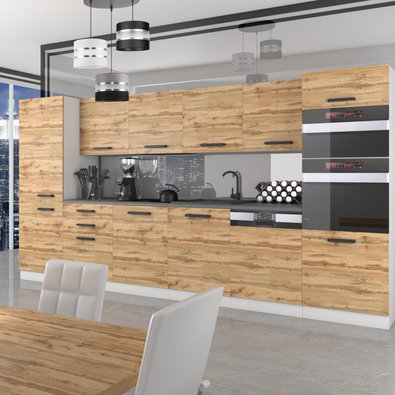 Meubles de cuisine Premium Version Complète 360 cm en chêne chêne wotan chêne sonoma avec plan de travail Fabricant TOR NAOMI/0/WT/DW/B/B1
