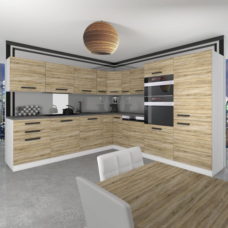 Meubles de cuisine Premium Version Complète 540 cm en chêne chêne wotan chêne sonoma sans plan de travail Fabricant TOR JANE/0/WT/DS/0/B1
