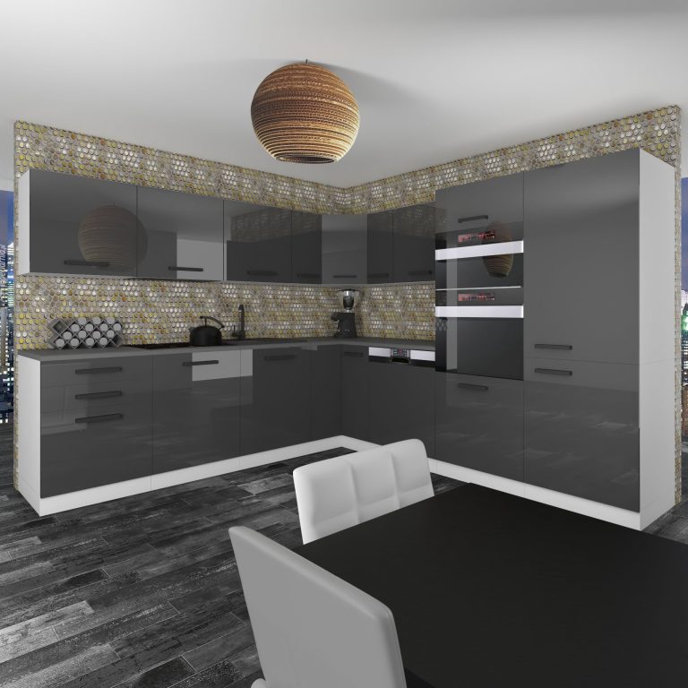 Meubles de cuisine Premium Version Complète 540 cm brillance gris sans plan de travail Fabricant INF JANE/0/WT/S/0/B1
