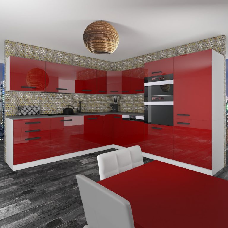 Meubles de cuisine Premium Version Complète 540 cm brillance rouge sans plan de travail Fabricant INF JANE/0/WT/R/0/B1
