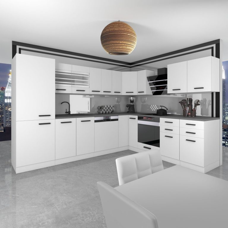 Meubles de cuisine Premium Version Complète 520 cm blanc mat sans plan de travail Fabricant TOR JULIE/0/WT/WT/0/B1
