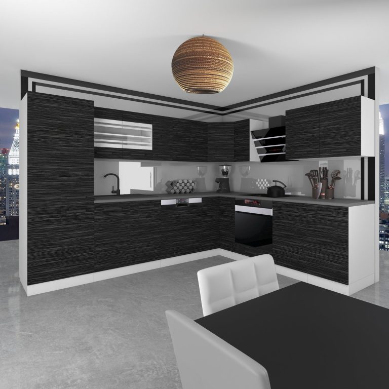 Meubles de cuisine Premium Version Complète 520 cm noir ébène sombre sans plan de travail Fabricant TOR JULIE/0/WT/HK/0/B1
