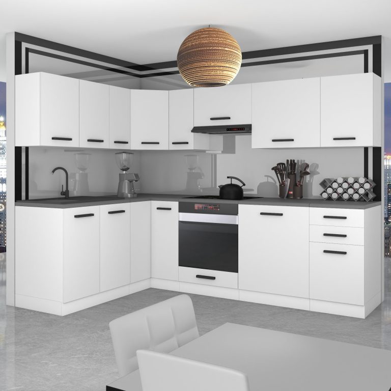 Meubles de cuisine Premium Version Complète 420 cm blanc mat sans plan de travail Fabricant TOR JANET/0/WT/WT/0/B1
