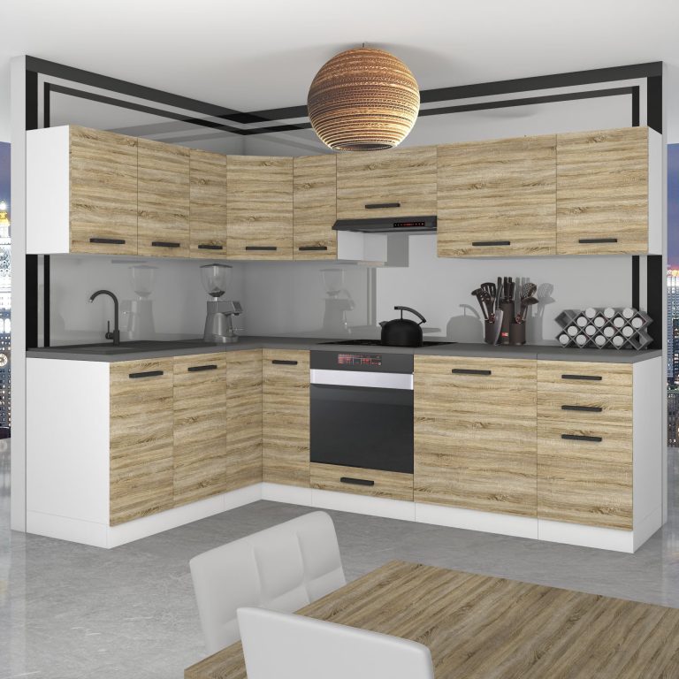 Meubles de cuisine Premium Version Complète 420 cm en chêne chêne wotan chêne sonoma sans plan de travail Fabricant TOR JANET/0/WT/DS/0/B1