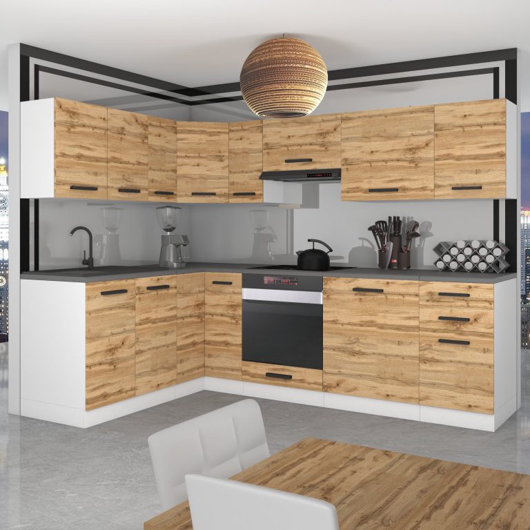 Meubles de cuisine Premium Version Complète 420 cm en chêne chêne wotan chêne sonoma sans plan de travail Fabricant TOR JANET/0/WT/DW/0/B1