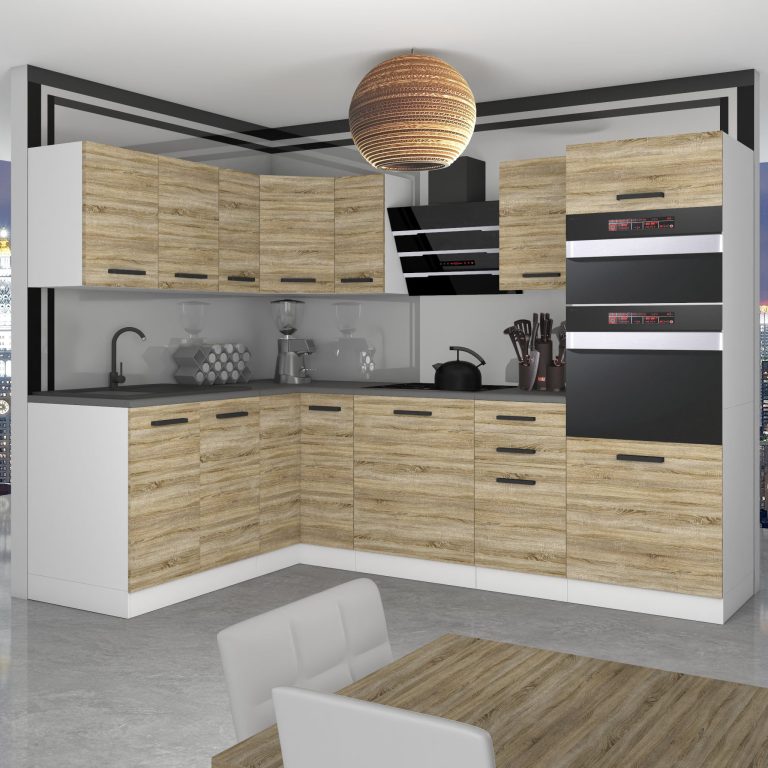 Meubles de cuisine Premium Version Complète 420 cm en chêne chêne wotan chêne sonoma sans plan de travail Fabricant TOR MELANIE/0/WT/DS/0/B1
