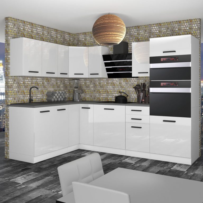 Meubles de cuisine Premium Version Complète 420 cm brillance blanc sans plan de travail Fabricant INF MELANIE/0/WT/W/0/B1
