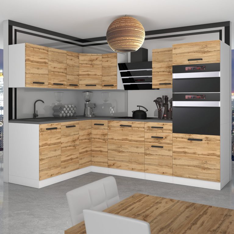 Meubles de cuisine Premium Version Complète 420 cm en chêne chêne wotan chêne sonoma avec plan de travail Fabricant TOR MELANIE/0/WT/DW/B/B1
