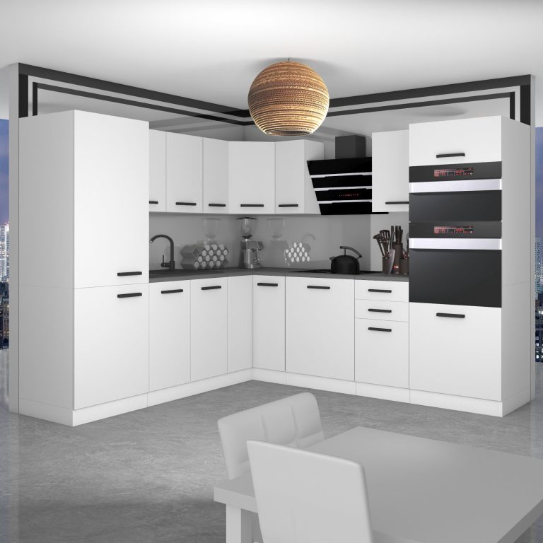 Meubles de cuisine Premium Version Complète 480 cm blanc mat sans plan de travail Fabricant TOR STACY/0/WT/WT/0/B1
