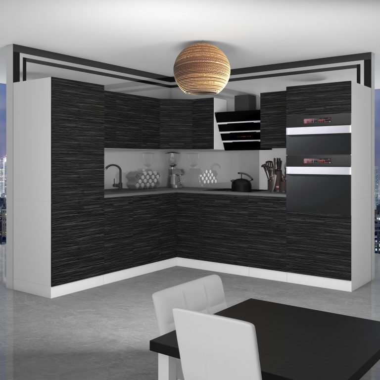 Meubles de cuisine Premium Version Complète 480 cm noir ébène sombre sans plan de travail Fabricant TOR STACY/0/WT/HK/0/B1
