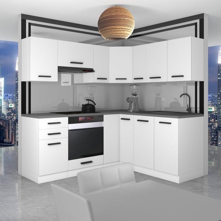 Meubles de cuisine Premium Version Complète 380 cm blanc mat sans plan de travail Fabricant TOR SARAH/1/WT/WT/0/B1