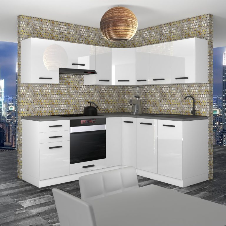 Meubles de cuisine Premium Version Complete 380 cm brillance blanc sans plan de travail Fabricant INF SARAH/1/WT/W/0/B1