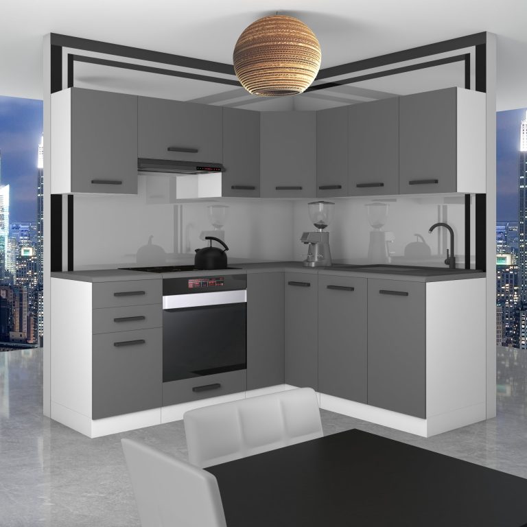 Meubles de cuisine Premium Version Complète 380 cm gris graphite anthracite avec plan de travail Fabricant TOR SARAH/1/WT/SR/B/B1
