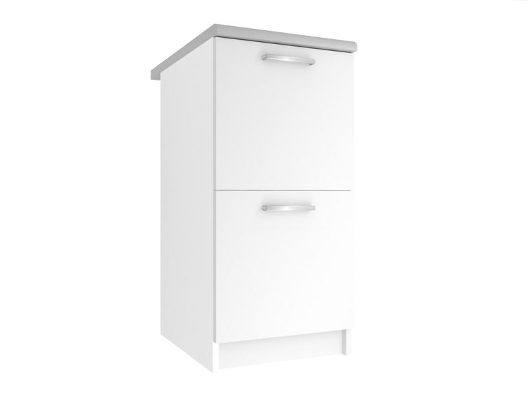 Meuble bas de cuisine Belini 40 cm blanc mat sans plan de travail. Fabricant TOR SD2-40/0/WT/WT/BB/E