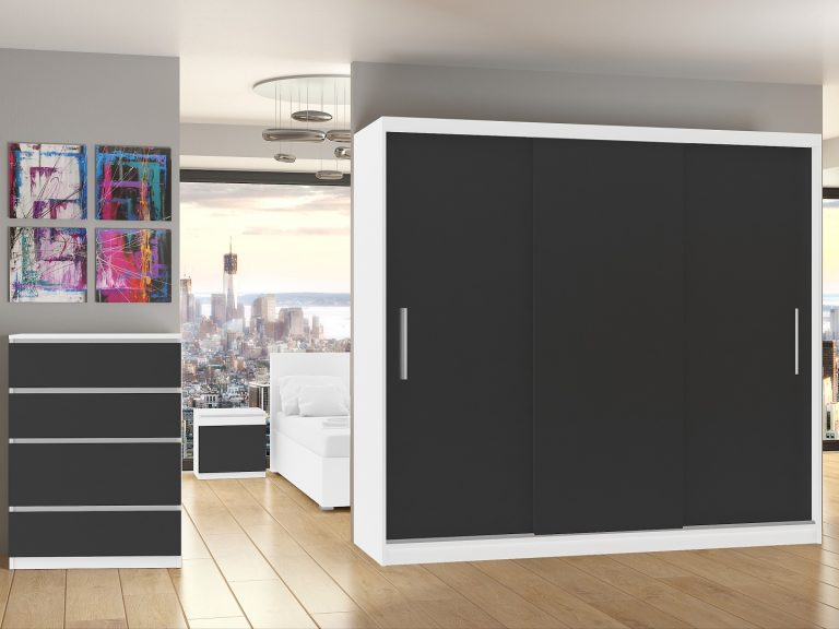 Armoire coulissante 232 cm noir mat Fabricant SI SZP4/2/1W/3B/0/AL