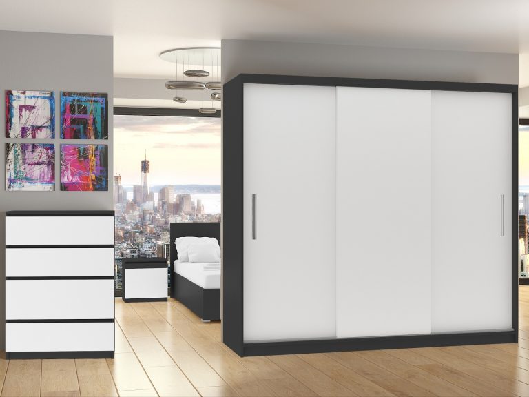 Armoire coulissante 232 cm blanc mat Fabricant SI SZP4/2/1B/3W/0/AL