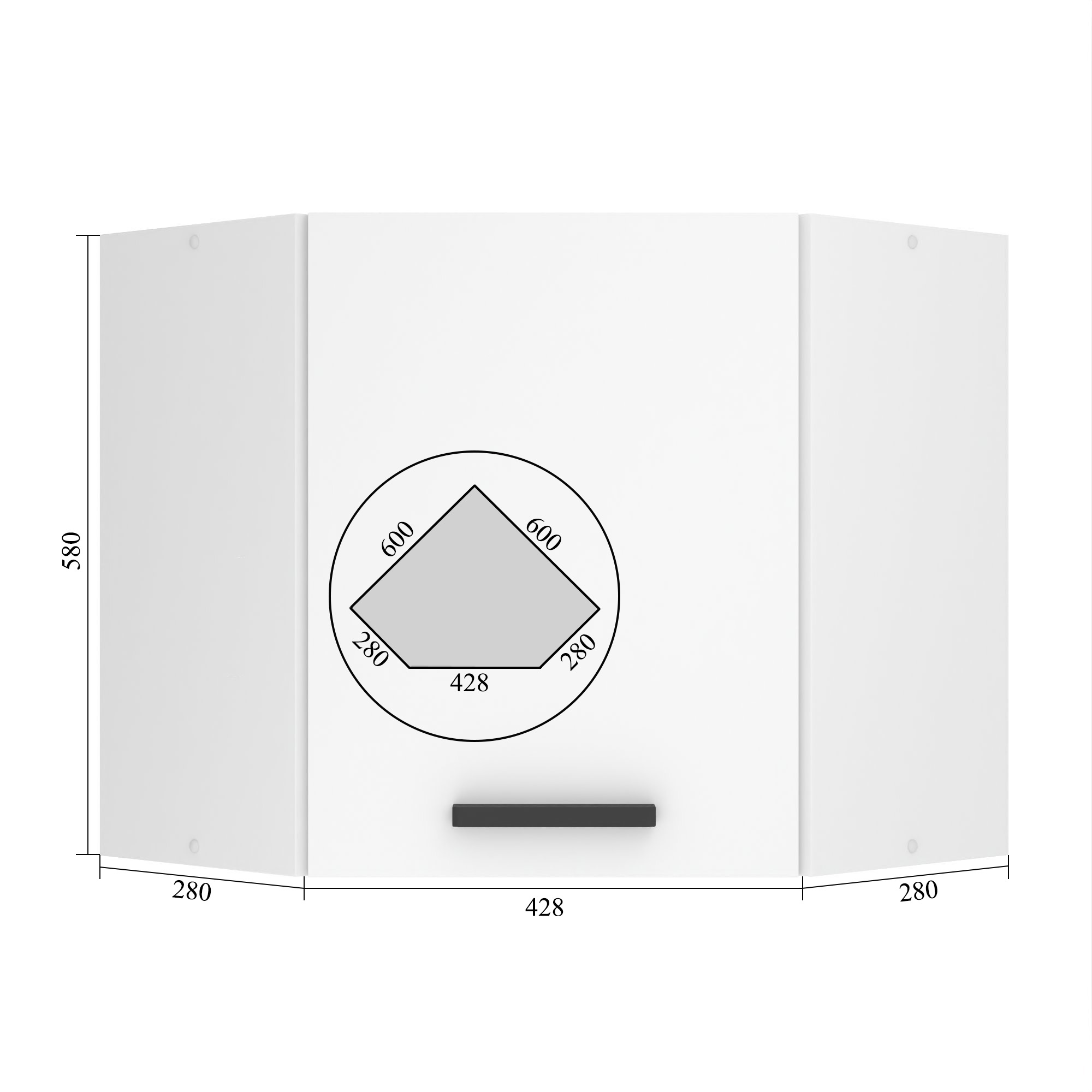 Meuble haut d'angle de cuisine 60 cm INF SGN60/0/WT/S/0/B1/PP