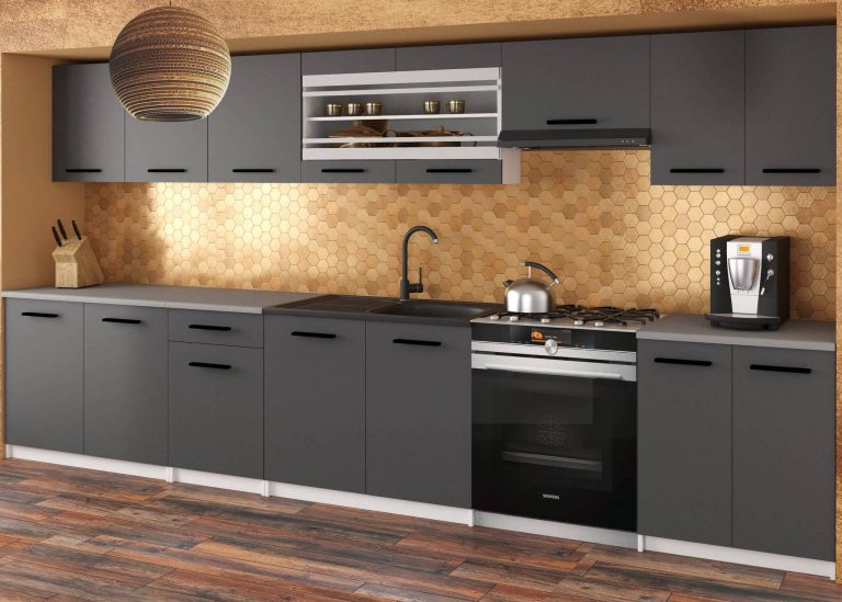 Meubles de cuisine 320 cm gris anthracite graphite avec plan de travail Fabricant TOR JULIA/4/WT/SR/0/B1