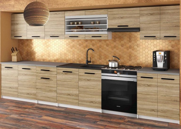 Meubles de cuisine 320 cm en chêne chêne wotan chêne sonoma sans plateau Fabricant TOR JULIA/3/WT/DS/BB/B1