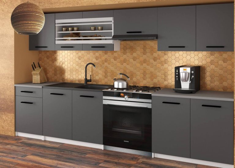 Meubles de cuisine 260 cm gris anthracite graphite sans plan de travail Fabricant TOR JUSTYNA/2/WT/SR/BB/B1