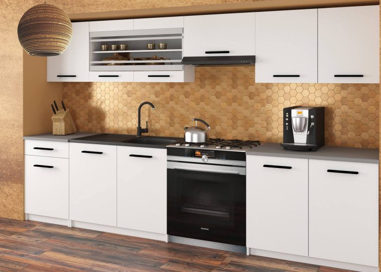 Meubles de cuisine 260 cm blanc mat sans plan de travail Fabricant TOR JUSTYNA/2/WT/WT/BB/B1