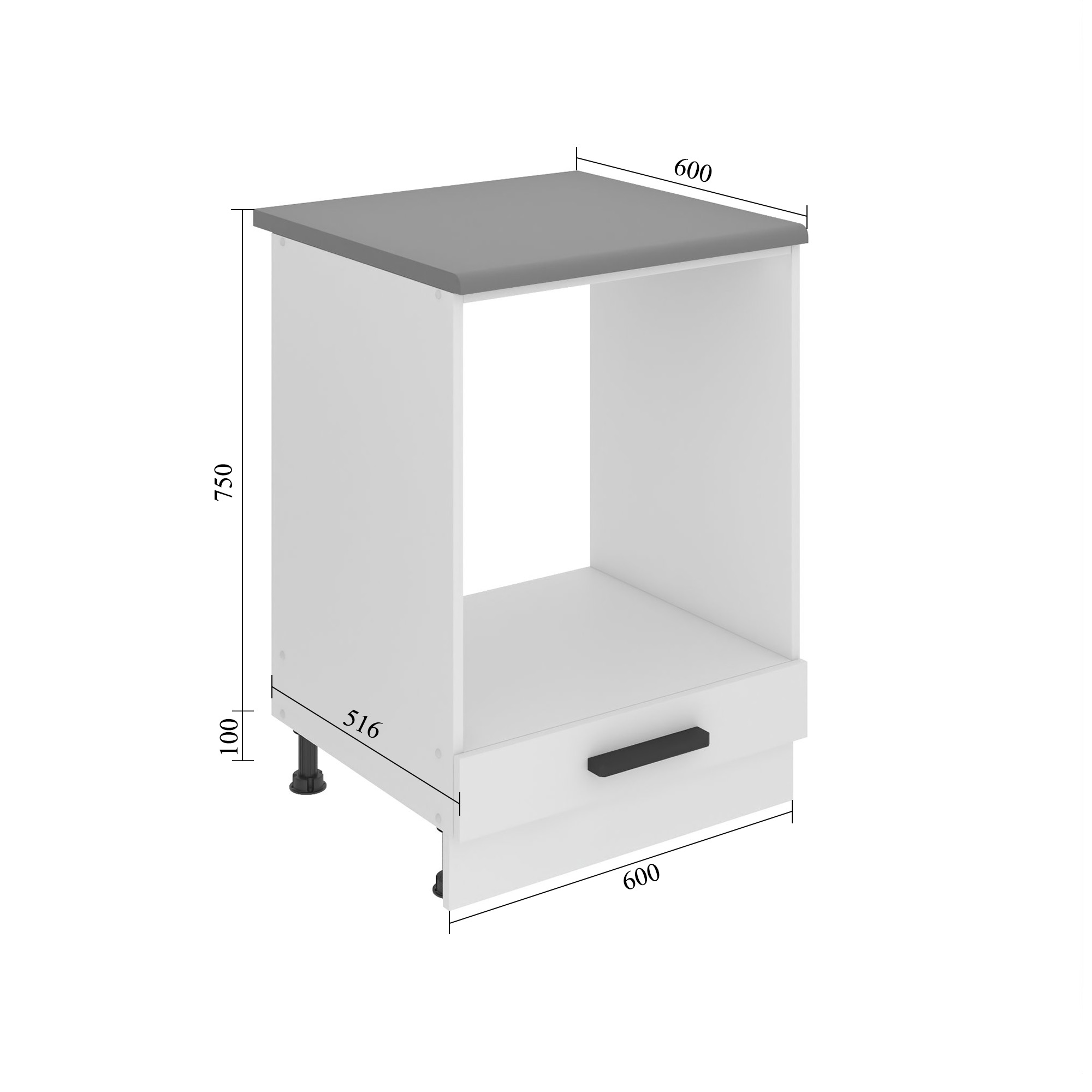 Meuble bas de cuisine pour four encastrable 60 cm TOR SDP60/0/WT/DW/B/B1/PP
