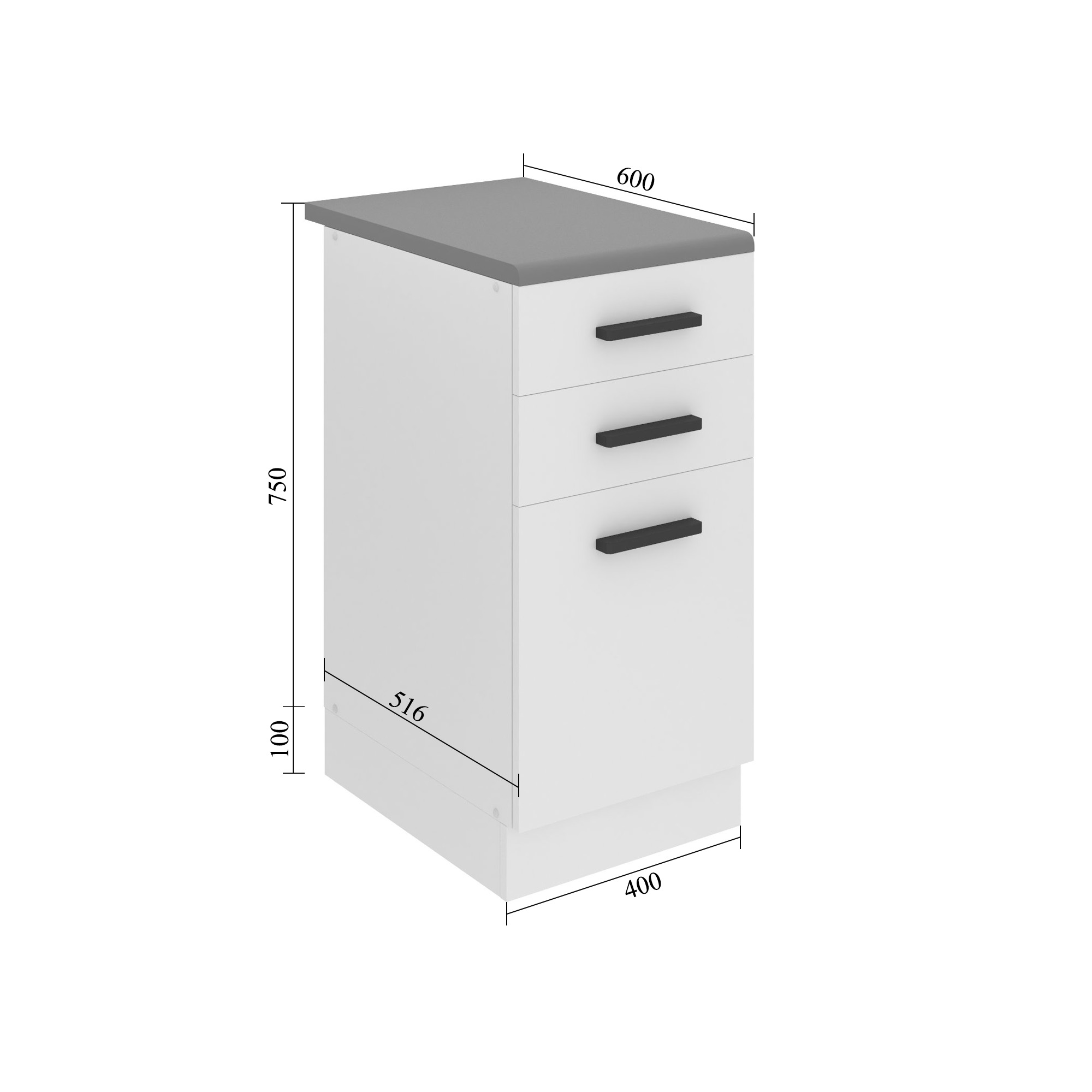 Meuble bas de cuisine 40 cm tiroirs TOR SDSZ40/0/WT/DW/B/B1/PP