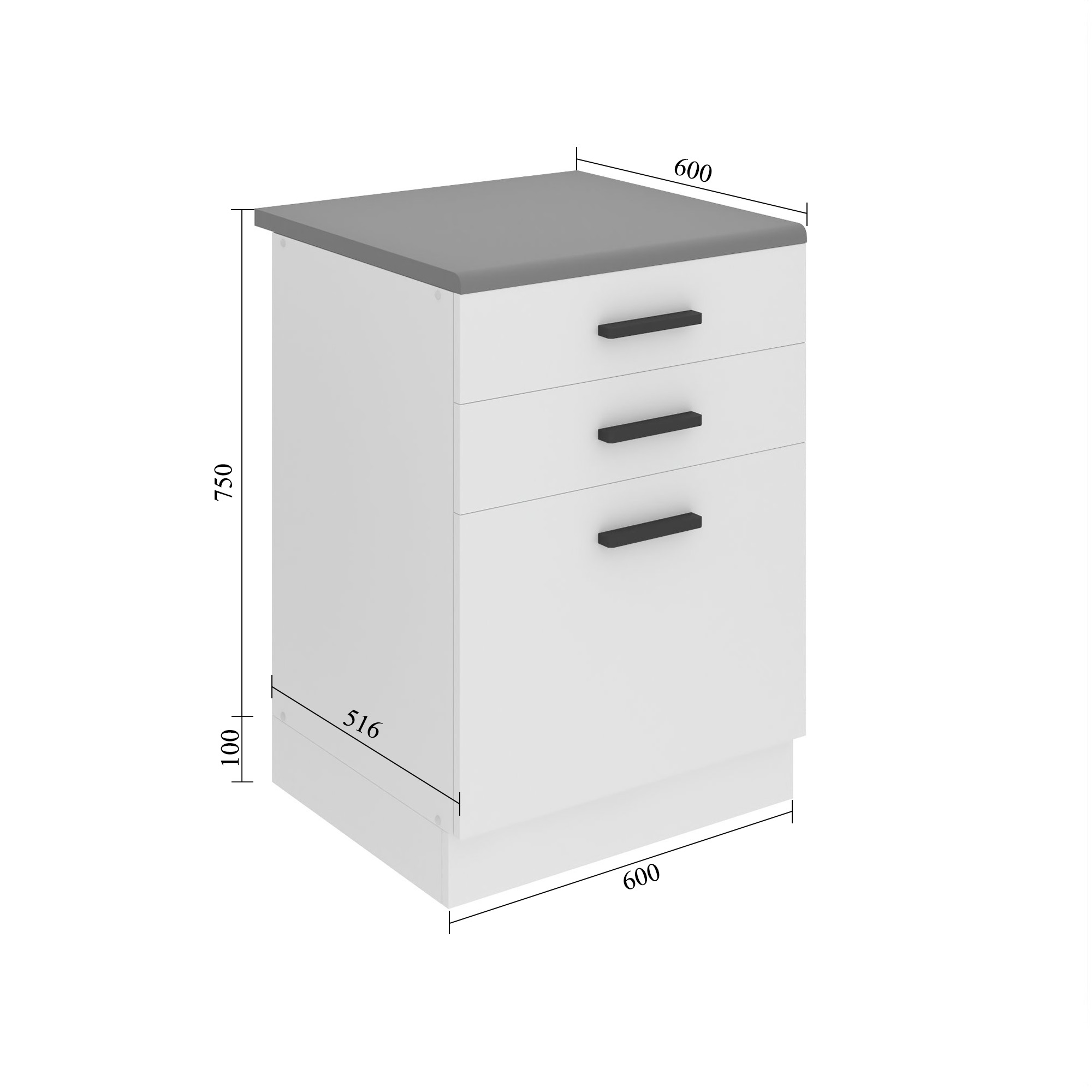 Meuble bas de cuisine 60 cm tiroirs TOR SDSZ60/0/WT/HK/B/B1/PP
