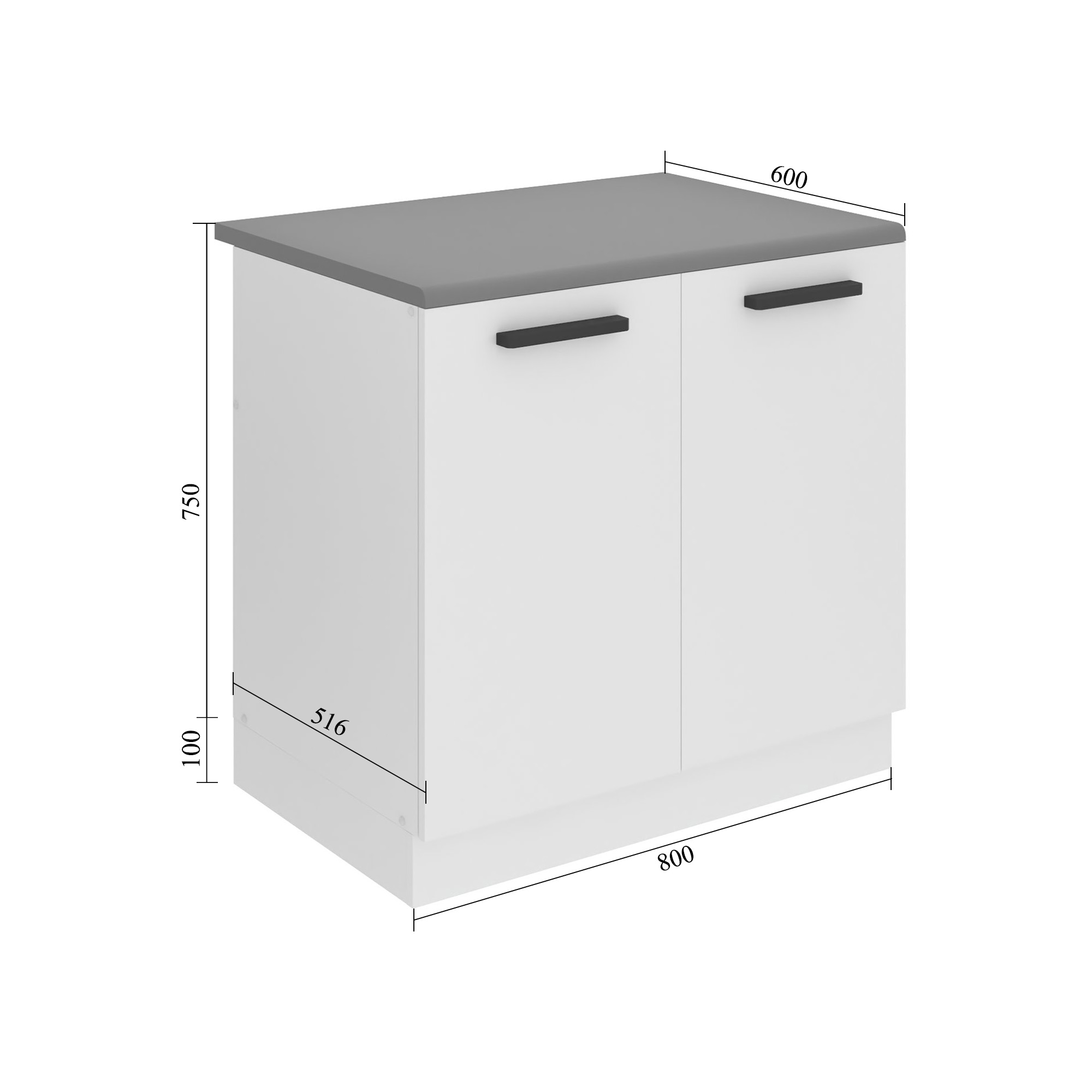 Meuble sous évier de cusine 80 cm TOR SDZ80/0/WT/DW/B/B1/PP


