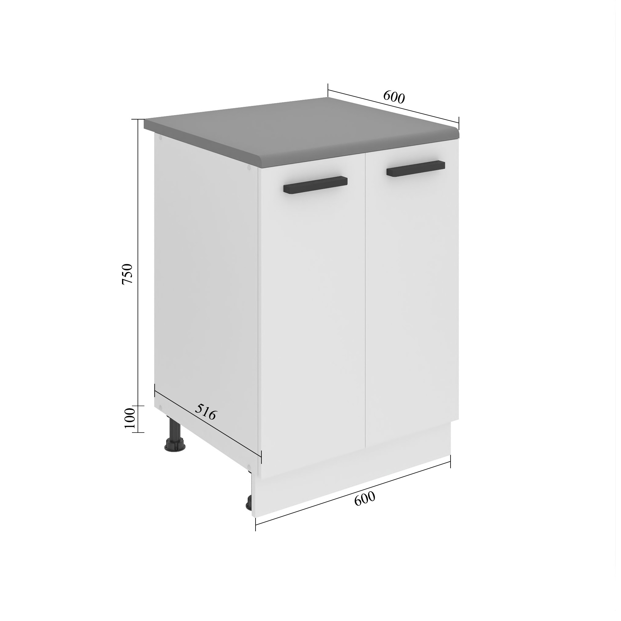 Meuble bas de cuisine 60 cm TOR SD2-60/0/WT/DS/0/B1/PP
