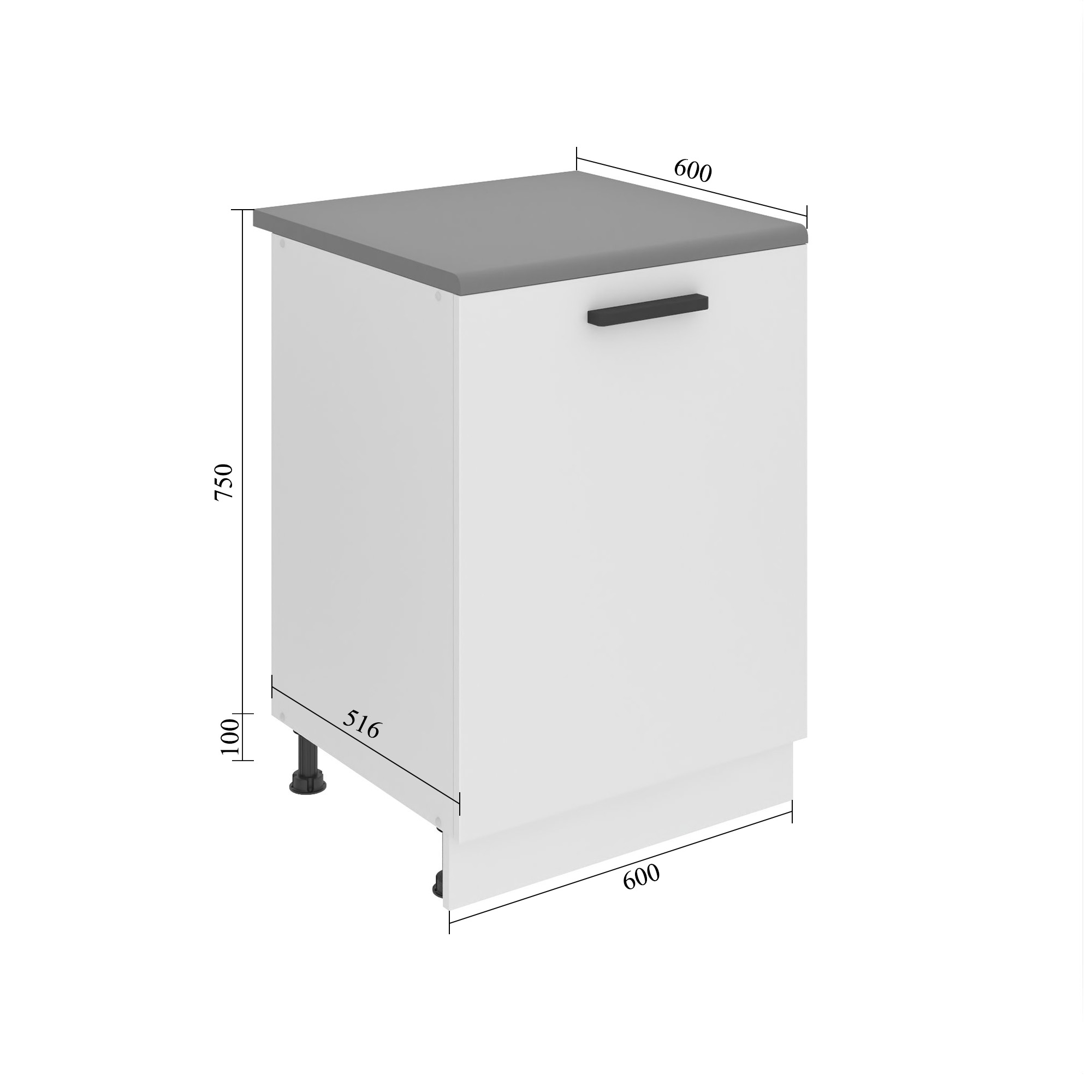 Meuble bas de cuisine 60 cm TOR SD60/0/WT/GW/0/B1/PP