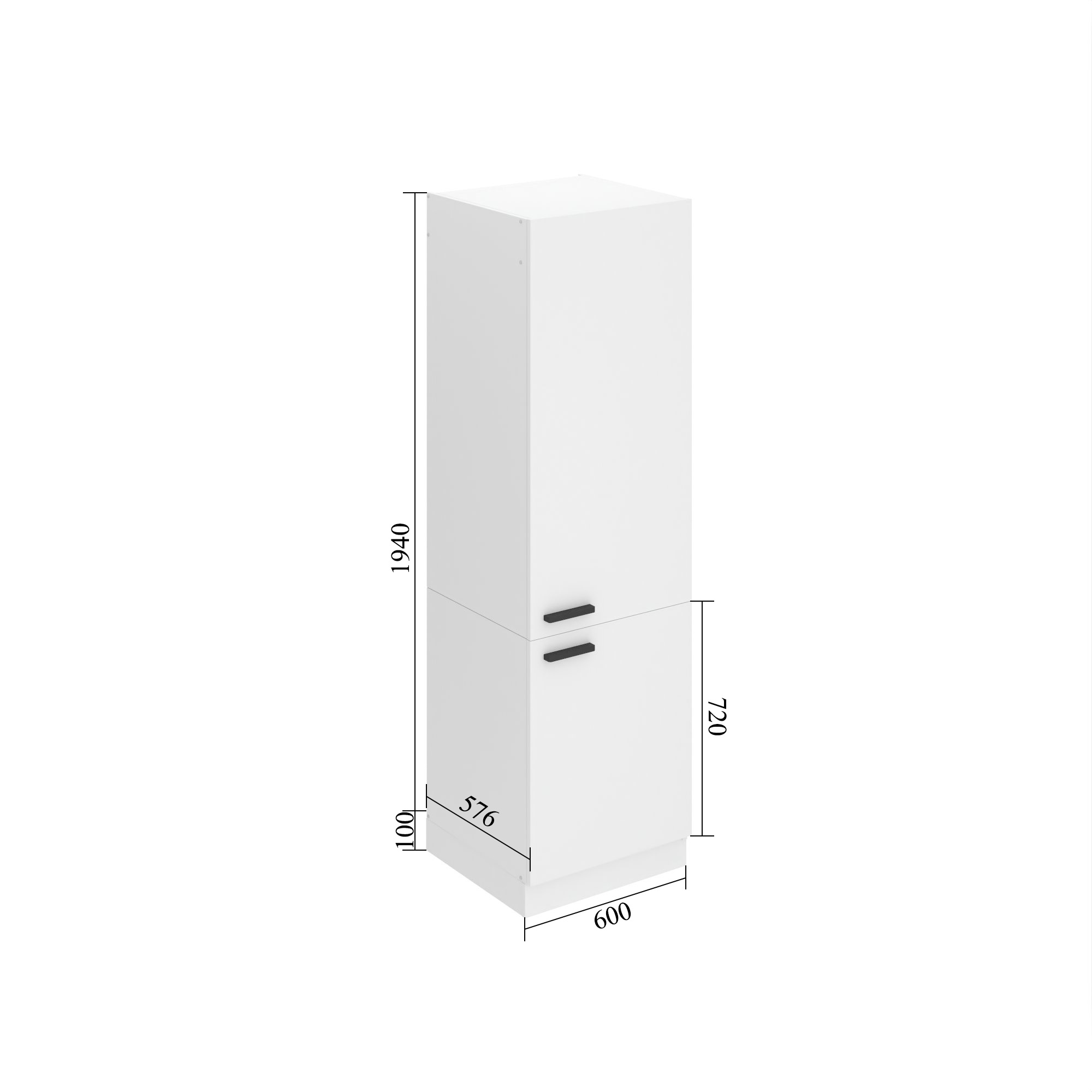 Meuble de cuisine colonne de frigo 60 cm TOR SSL60/0/WT/HK/0/B1/PP