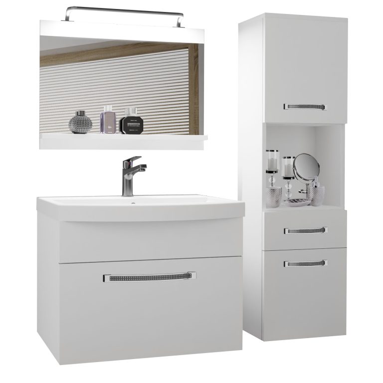 Ensemble de meubles de salle de bain Glamour 39 GLA M 3/0/W/W/0/MB/PP
