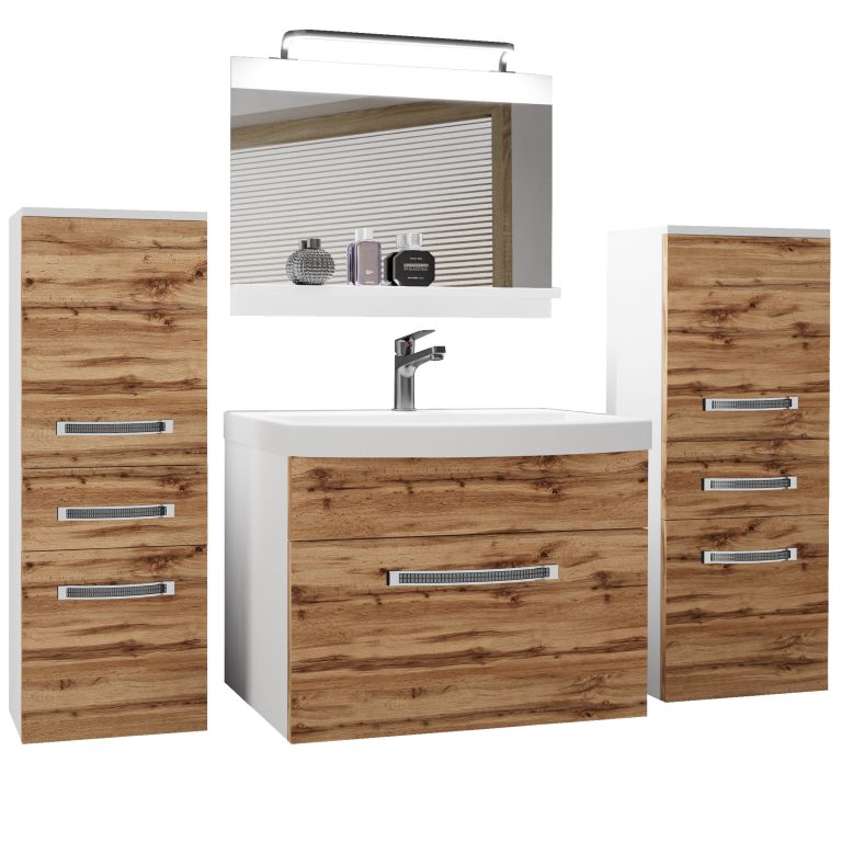 Ensemble de meubles de salle de bain Glamour 61 GLA M 4/0/W/DW/0/MB/PP