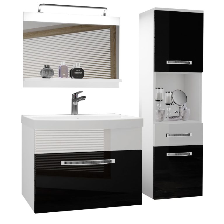 Ensemble de meubles de salle de bain Glamour 48 GLA P 3/0/W/BW/0/MB/PP