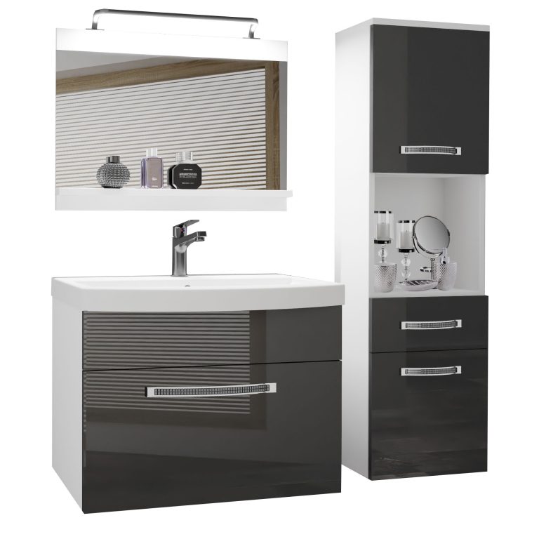 Ensemble de meubles de salle de bain Glamour 45 GLA P 3/0/W/S/0/MB/PP